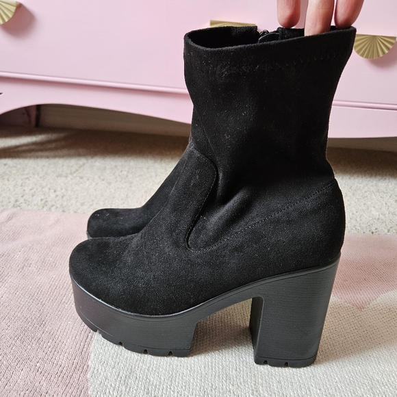 Platform Suede Boots Mid-Calf - Picture 6 of 7